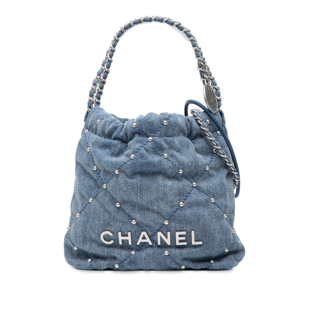 Pre-Loved Chanel Mini Denim Studded 22 Handbag